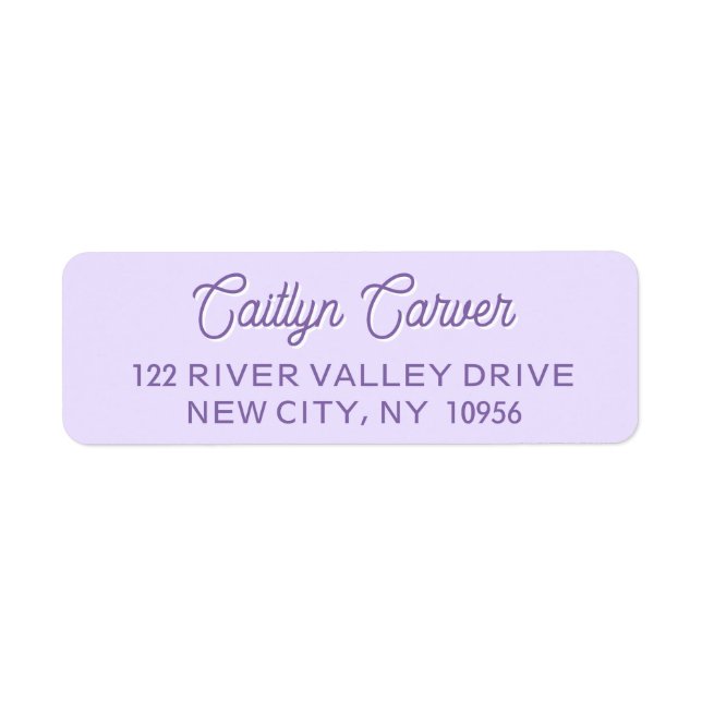 Bright Script Purple Trendy Personalised Return Address Label (Front)