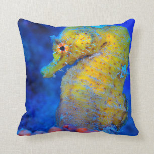 Bright Seahorse Hippocampus Cushion