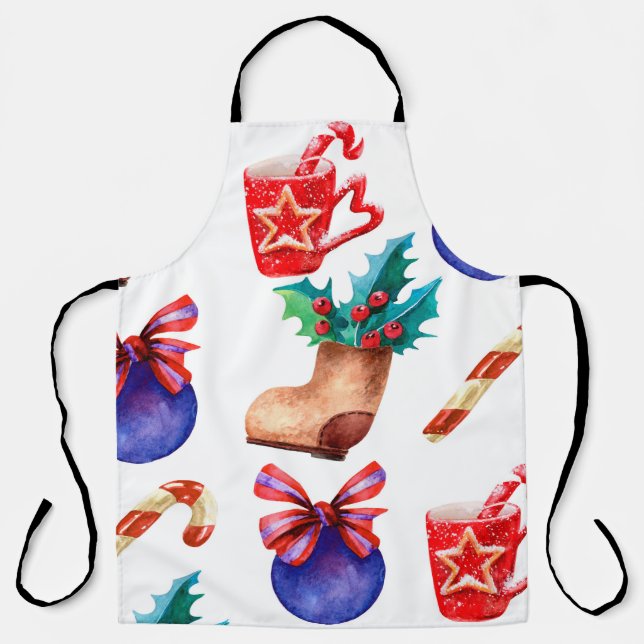 Bright, seamless New Year's pattern of candies, ba Apron (Front)
