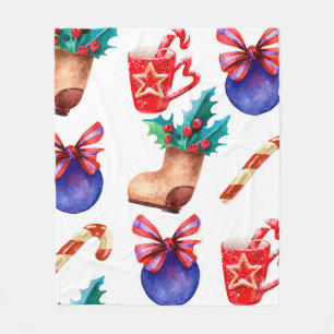 Bright, seamless New Year's pattern of candies, ba Fleece Blanket