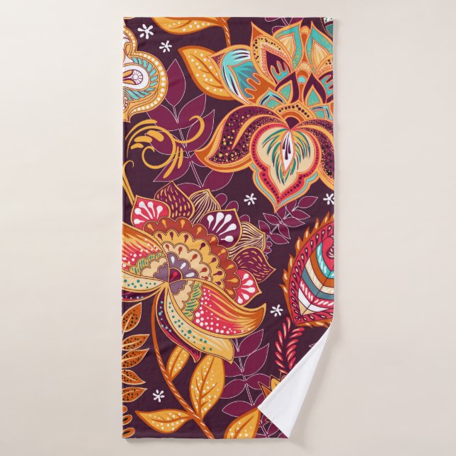 Bright seamless pattern in paisley style. Colorful Bath Towel (Bath Towel)