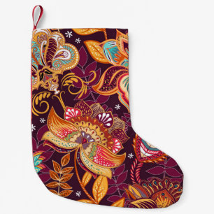 Bright seamless pattern in paisley style. Colorful Small Christmas Stocking