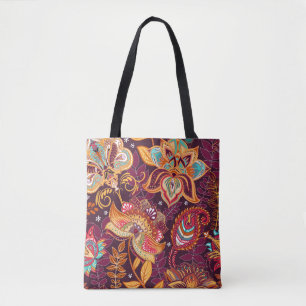 Bright seamless pattern in paisley style. Colorful Tote Bag
