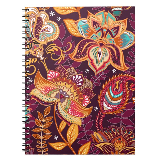 Bright seamless pattern in paisley style. Colourfu Notebook (Front)