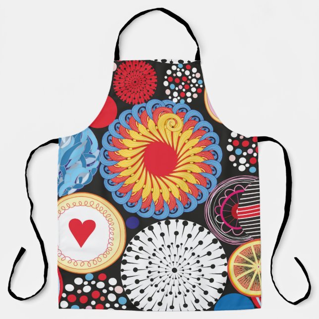 Bright seamless pattern of different round element apron (Front)