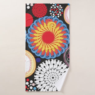 Bright seamless pattern of different round element bath towel
