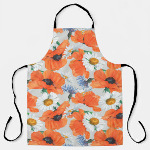 Bright seamless pattern of poppies, daisies and co apron