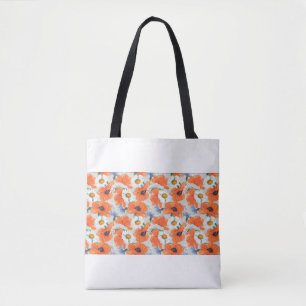 Bright seamless pattern of poppies, daisies and co tote bag