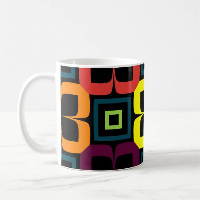 Bright seamless pattern with colourful flowers on  coffee mug (Left)