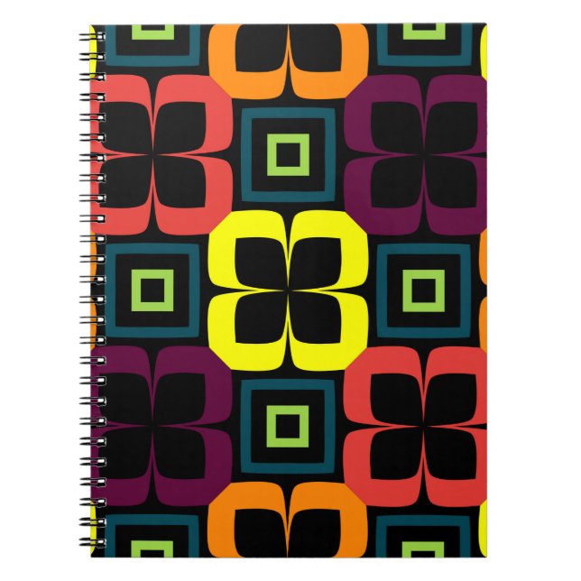 Bright seamless pattern with colourful flowers on  notebook (Front)