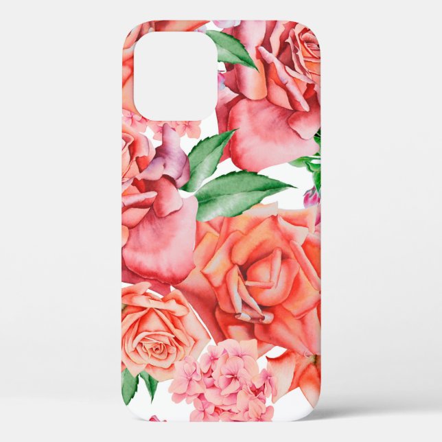 Bright seamless pattern with flowers. Rose. Waterc Case-Mate iPhone Case (Back)