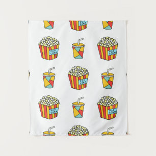 Bright seamless pattern with food for watching mov tapestry