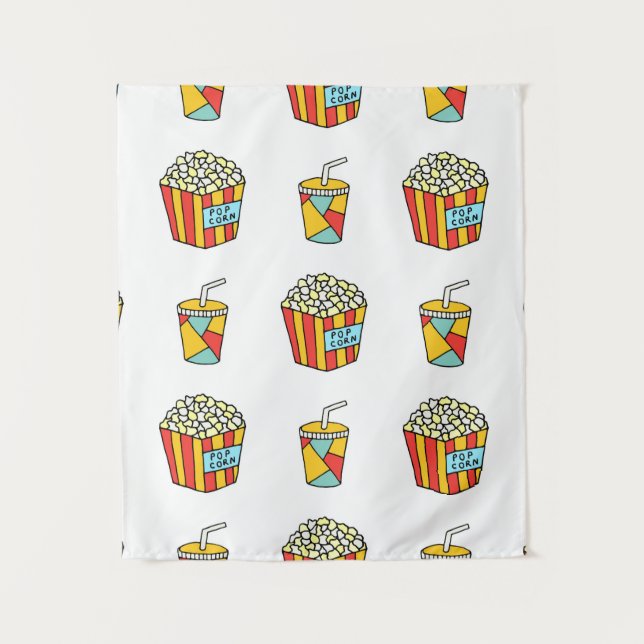Bright seamless pattern with food for watching mov tapestry (Front)