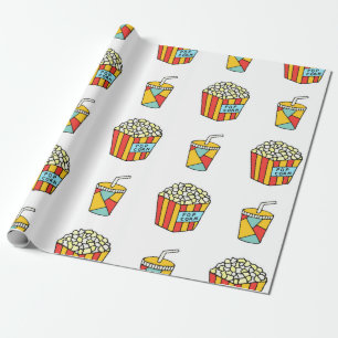 Bright seamless pattern with food for watching mov wrapping paper