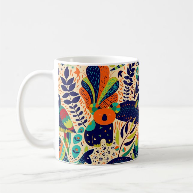 Bright seamless pattern. Yellow floral background. Coffee Mug (Left)