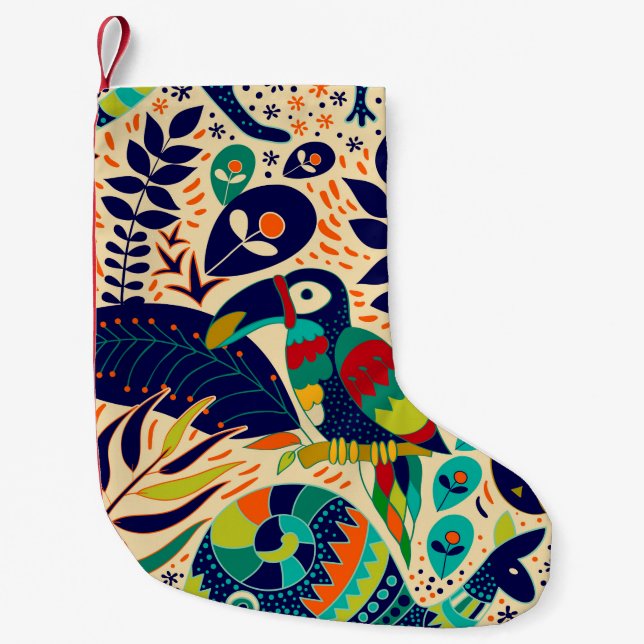 Bright seamless pattern. Yellow floral background. Small Christmas Stocking (Front)