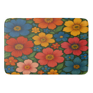 Bright Seamless Wildflower Pattern Bath Mat