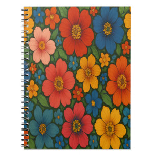 Bright Seamless Wildflower Pattern Notebook
