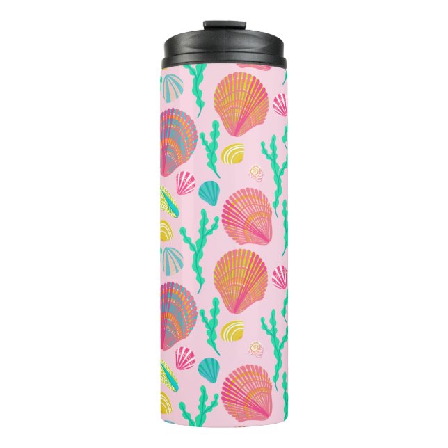 Bright Seashells and Seaweed Pattern  Thermal Tumbler (Front)