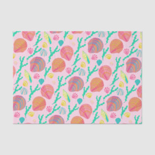 Bright Seashells and Seaweed Pattern Tissue Paper