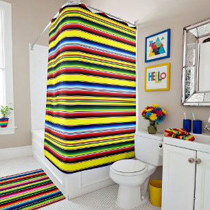 Bright serape stripes shower curtain
