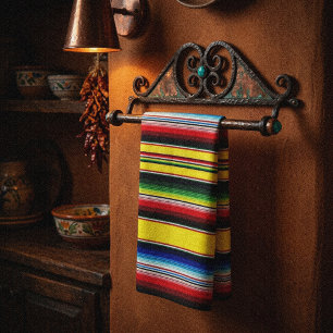 Bright serape stripes tea towel