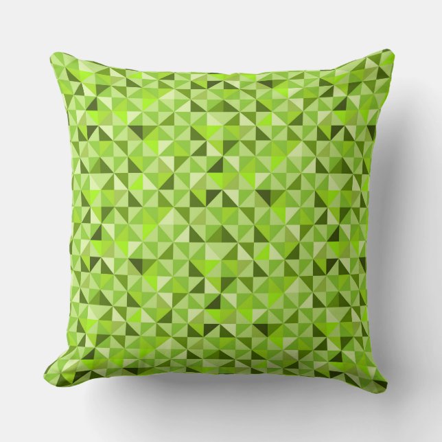 BRIGHT SHADES OF LIME GREEN GEOMETRIC PATTERNS CUSHION (Front)