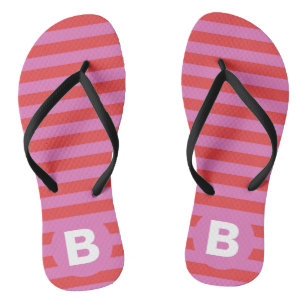 Bright Shades of Pink Striped Monogrammed Thongs
