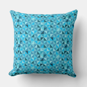 BRIGHT SHADES OF TURQUOISE GEOMETRIC PATTERNS CUSHION