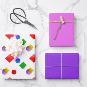 Bright Shape and Colour with Pink and Violet Gifts Wrapping Paper Sheet