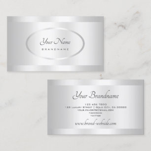 Bright Shimmering Silver Oval Details Decoration Business Card