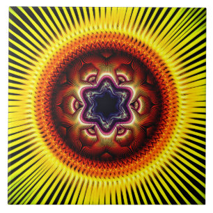 Bright shining psychedelic ornament ceramic tile