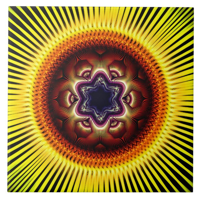 Bright shining psychedelic ornament ceramic tile (Front)