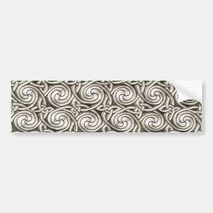 Bright Shiny Silver Celtic Spiral Knots Pattern Bumper Sticker