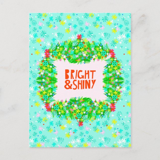 Bright & Shiny Wreath Holiday Postcard (Front)