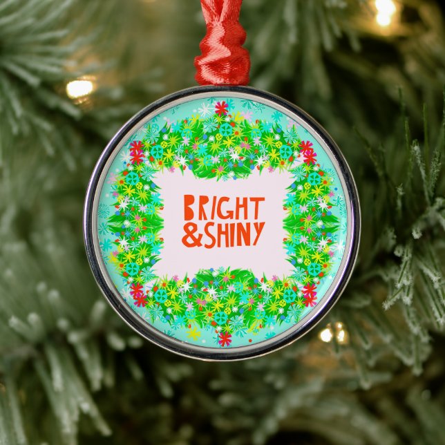 Bright & Shiny Wreath Metal Ornament (Tree)