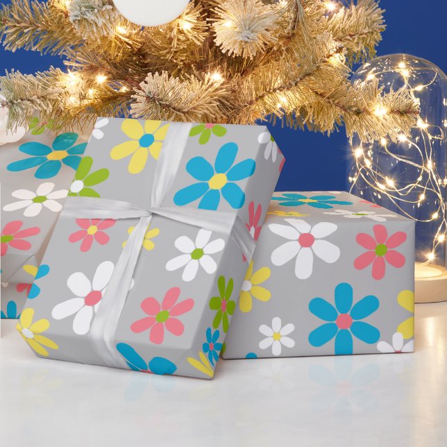 Bright Simple Colourful Spring Floral Art Pattern Wrapping Paper (Holidays)