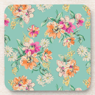 Bright Sketch Floral Pattern Coaster