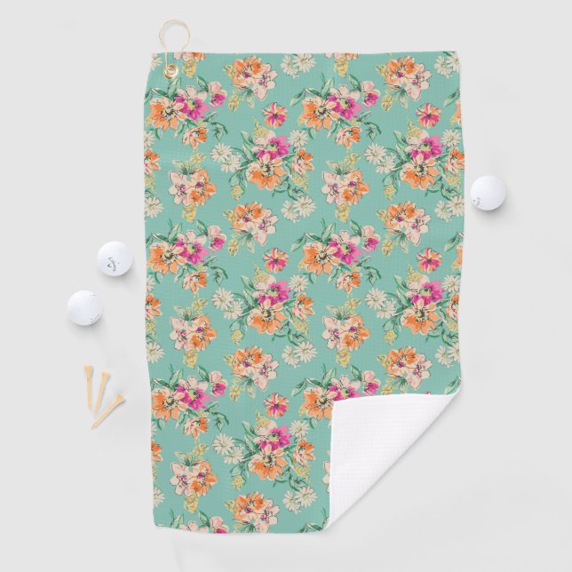 Bright Sketch Floral Pattern Golf Towel (InSitu)