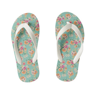 Bright Sketch Floral Pattern Kid's Thongs