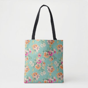 Bright Sketch Floral Pattern Tote Bag