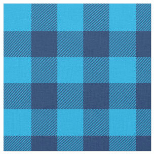 Bright Sky and Navy Blue Gingham Plaid Fabric