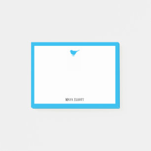 Bright Sky Blue Bird and Border w/ White & Name Post-it Notes