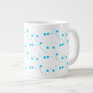 Bright Sky Blue Flowers, Small Floral Print Large Coffee Mug