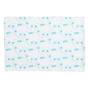 Bright Sky Blue Flowers, Small Floral Print Pillowcase