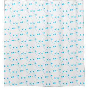 Bright Sky Blue Flowers, Small Floral Print Shower Curtain