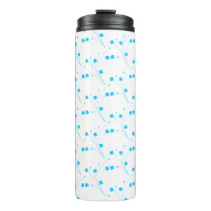 Bright Sky Blue Flowers, Small Floral Print Thermal Tumbler