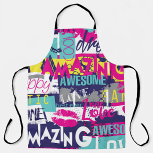 Bright Slogan: Seamless Abstract Fashion Apron