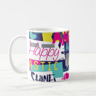 Bright Slogan: Seamless Abstract Fashion Coffee Mug