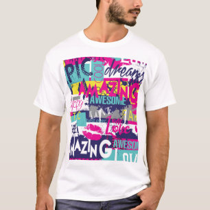 Bright Slogan: Seamless Abstract Fashion T-Shirt